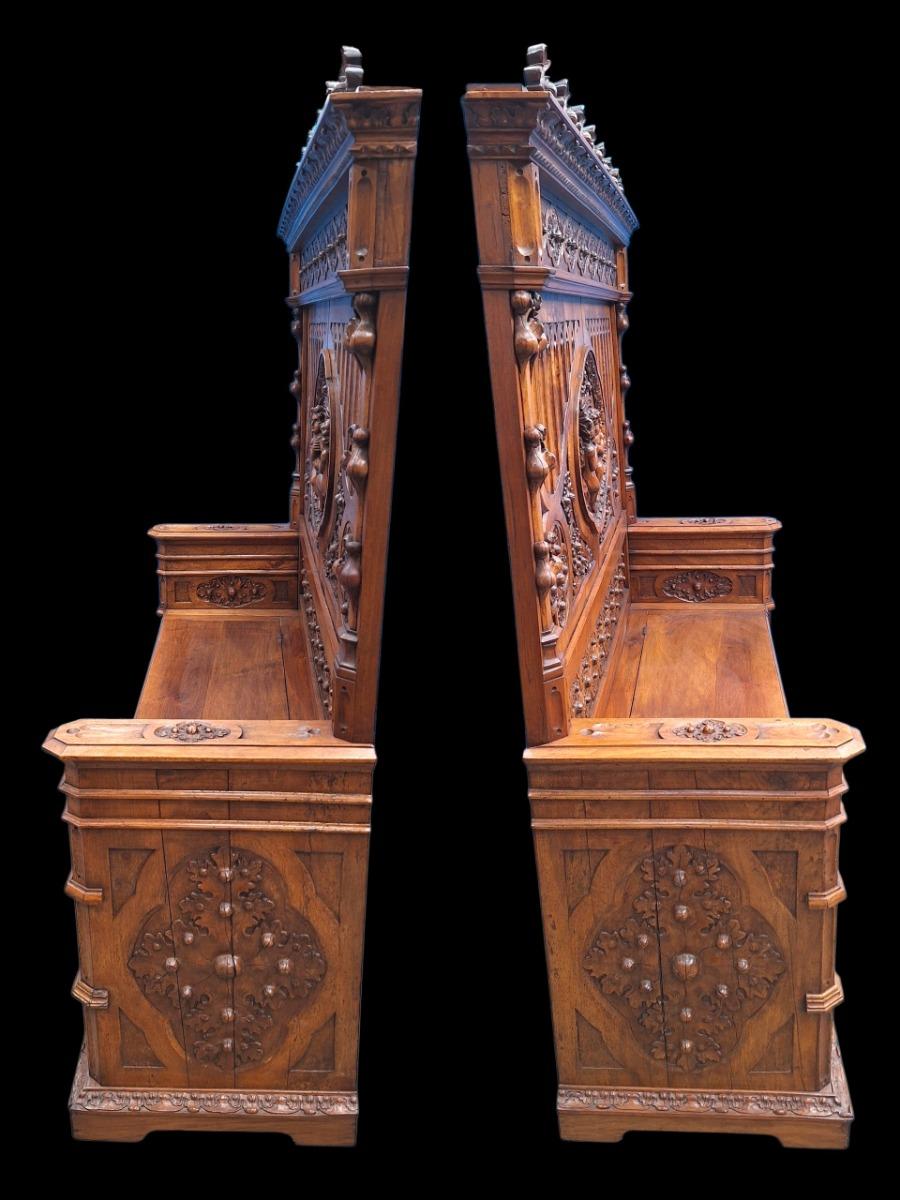 19th century walnut hall bench 