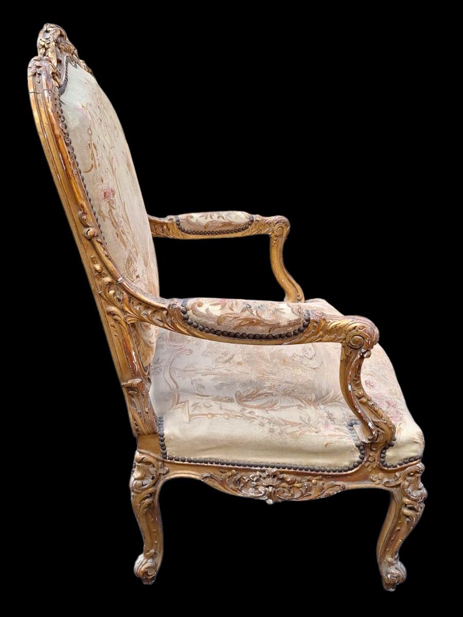 19century salon in Louis XV style, in guilded wood.