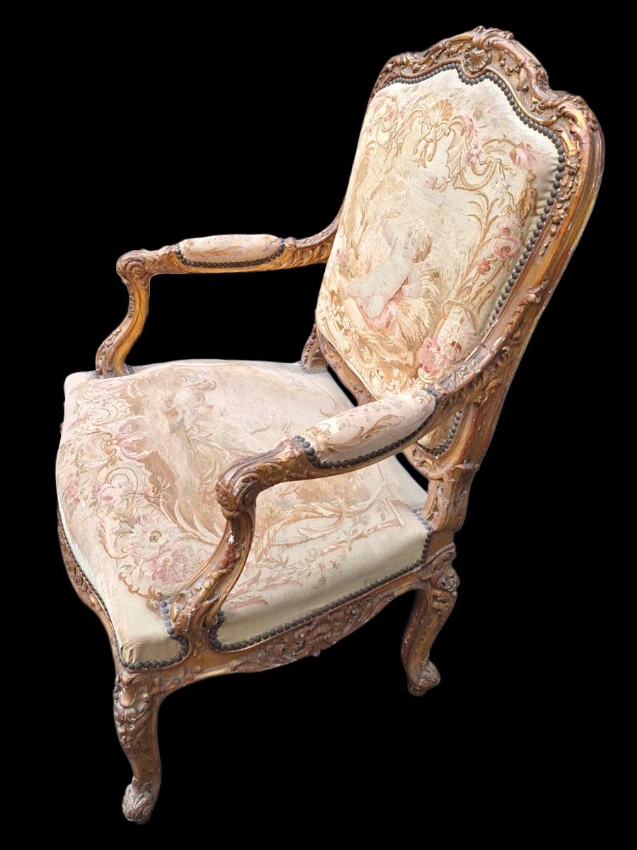 19century salon in Louis XV style, in guilded wood.
