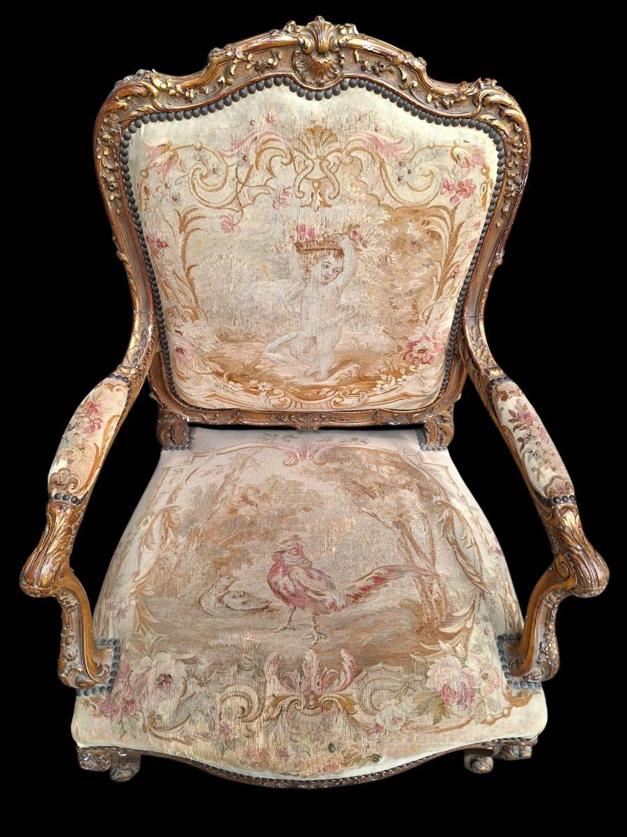 19century salon in Louis XV style, in guilded wood.