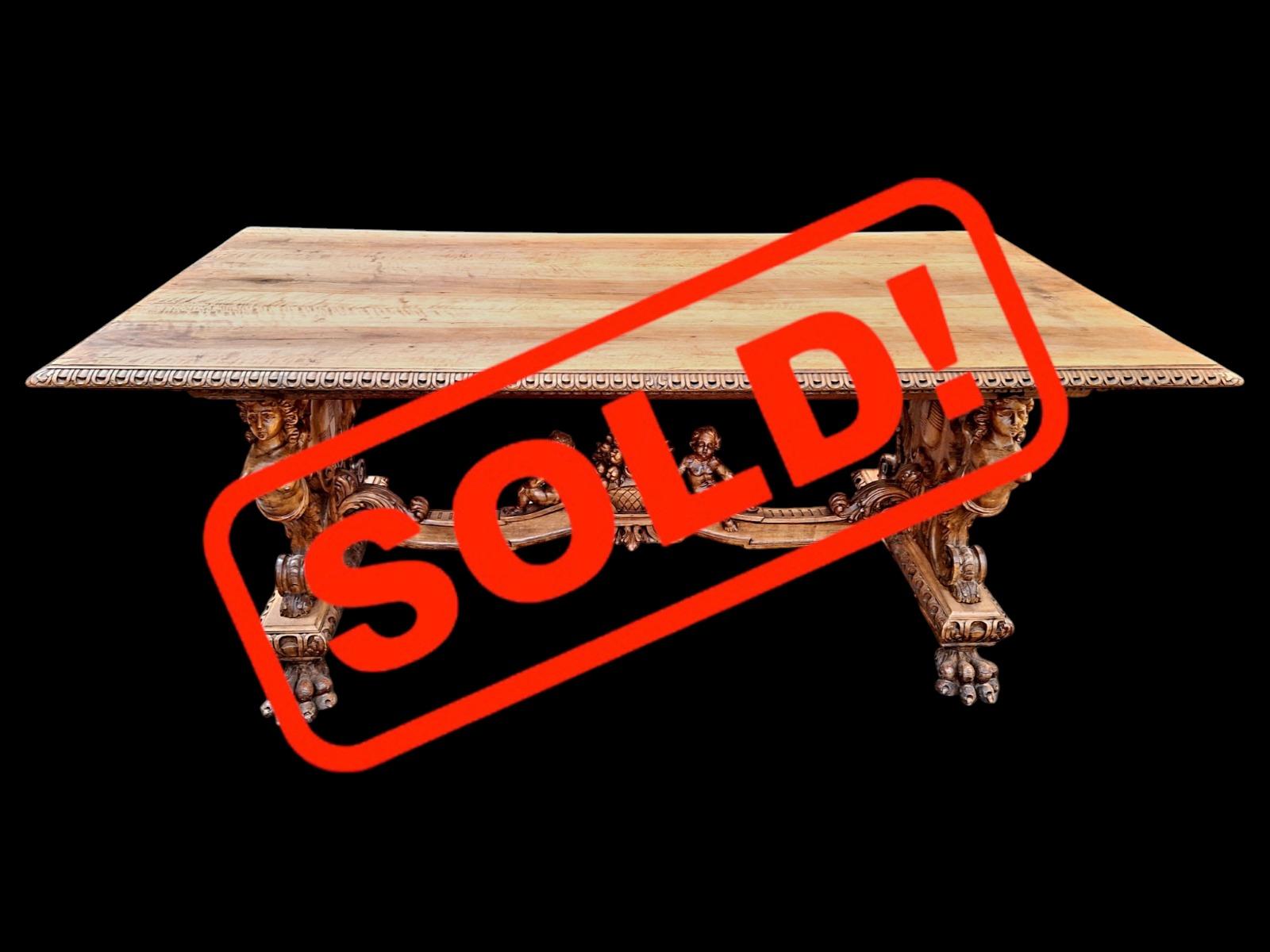 A Renaissance style walnut table.