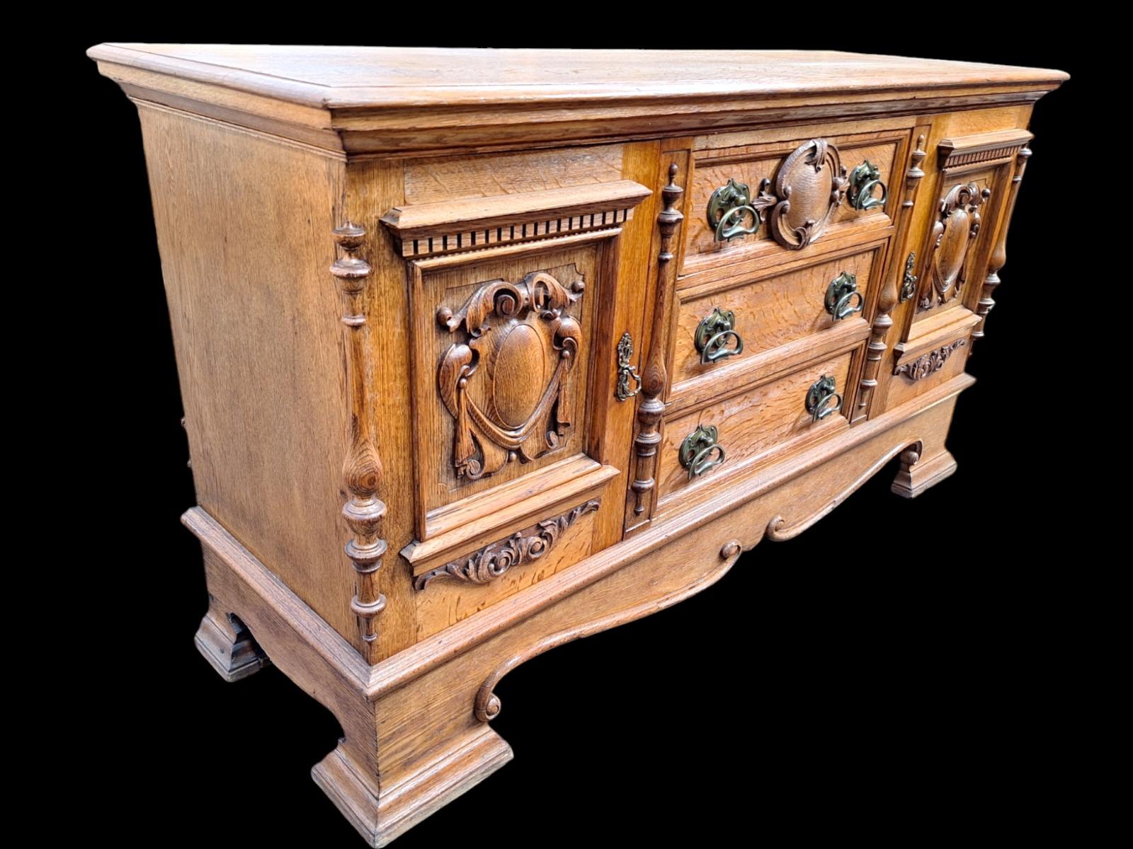 A solid oak sideboard 