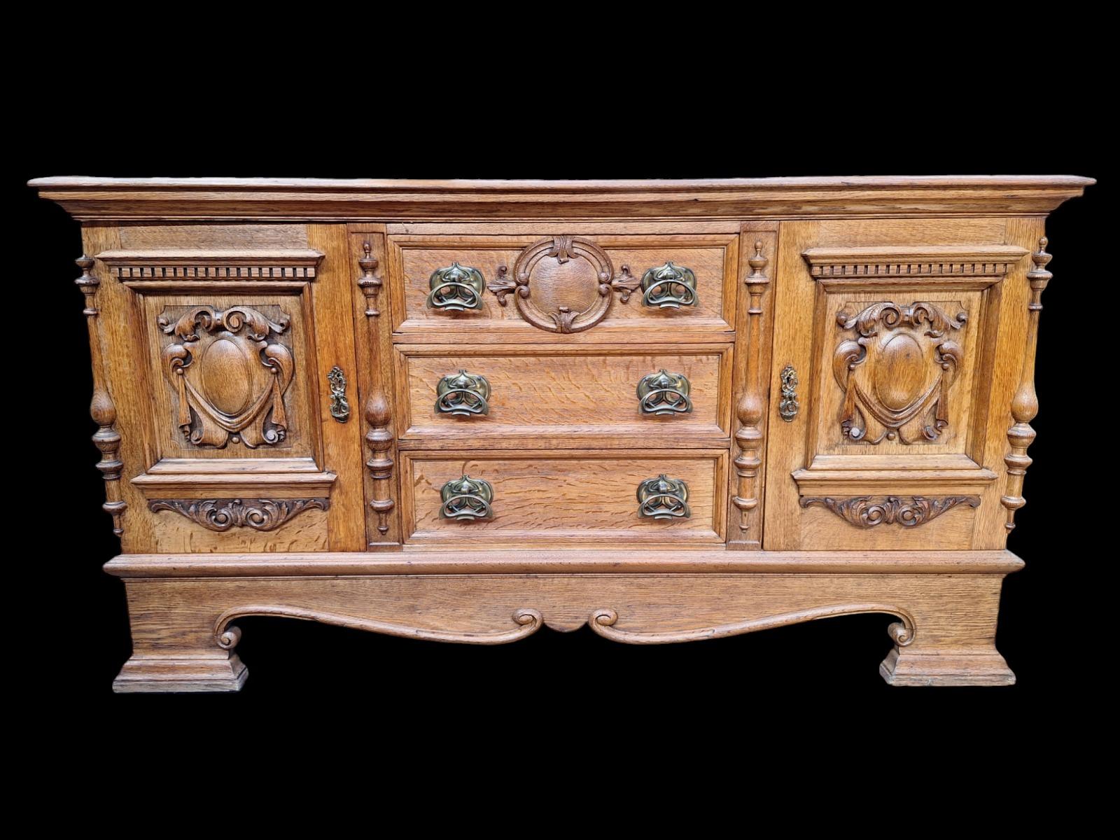 A solid oak sideboard 