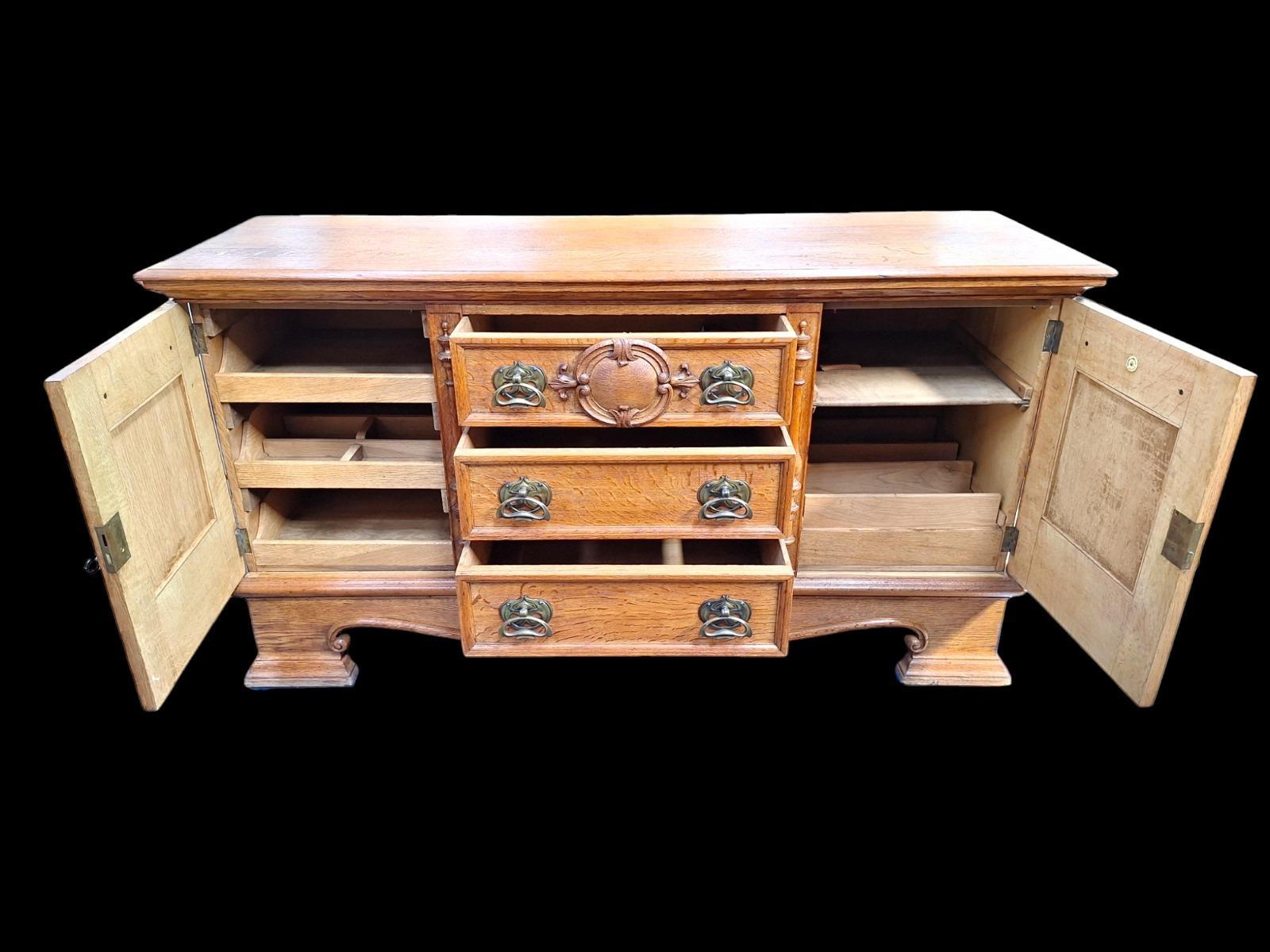 A solid oak sideboard 