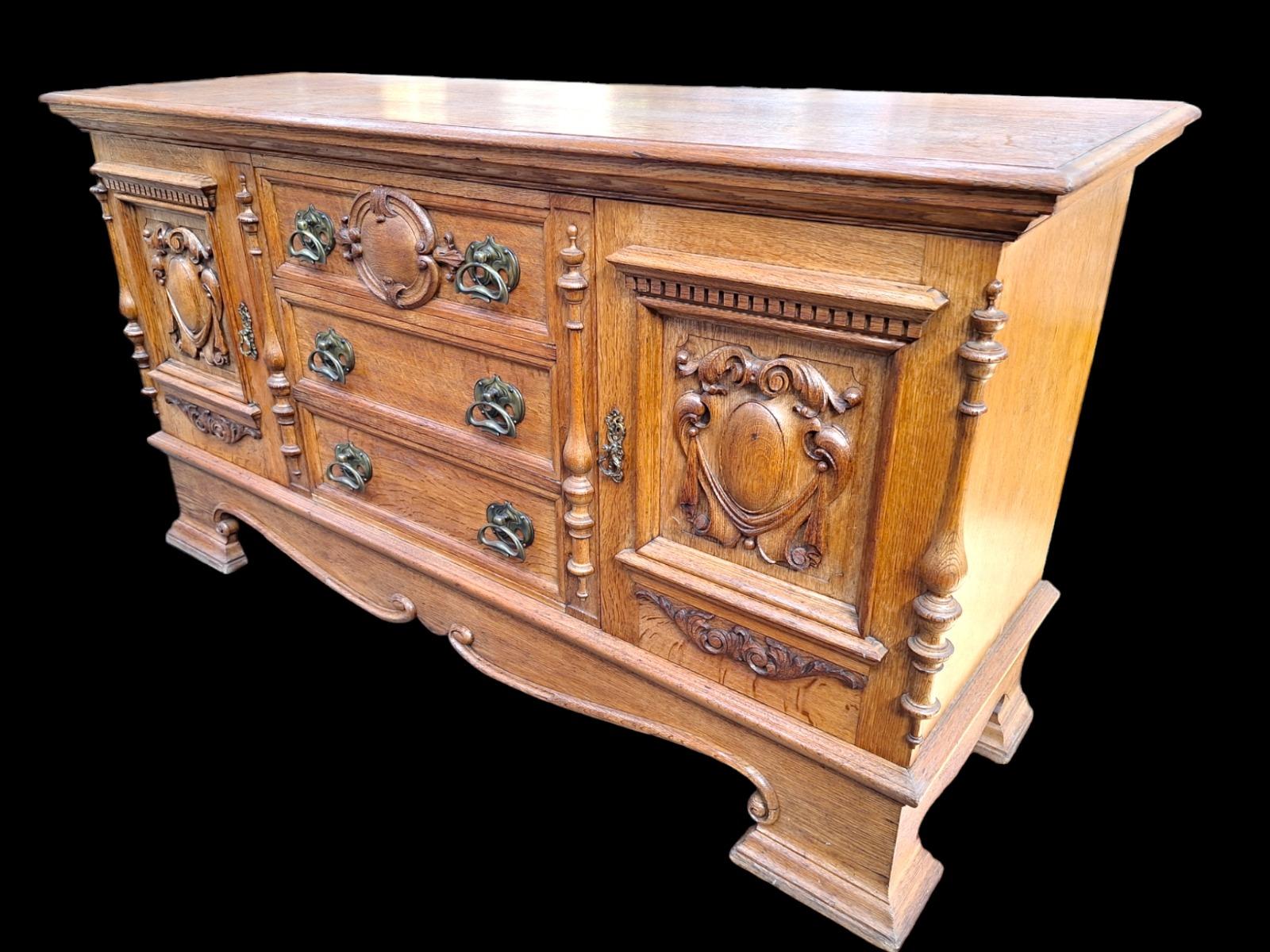 A solid oak sideboard 