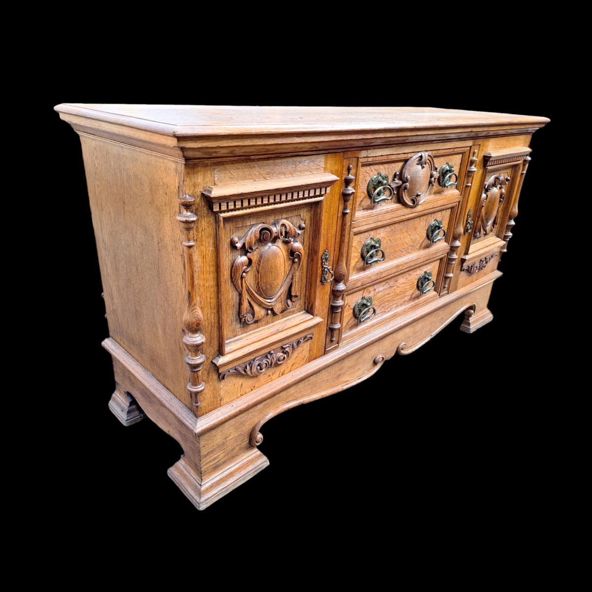 A solid oak sideboard 