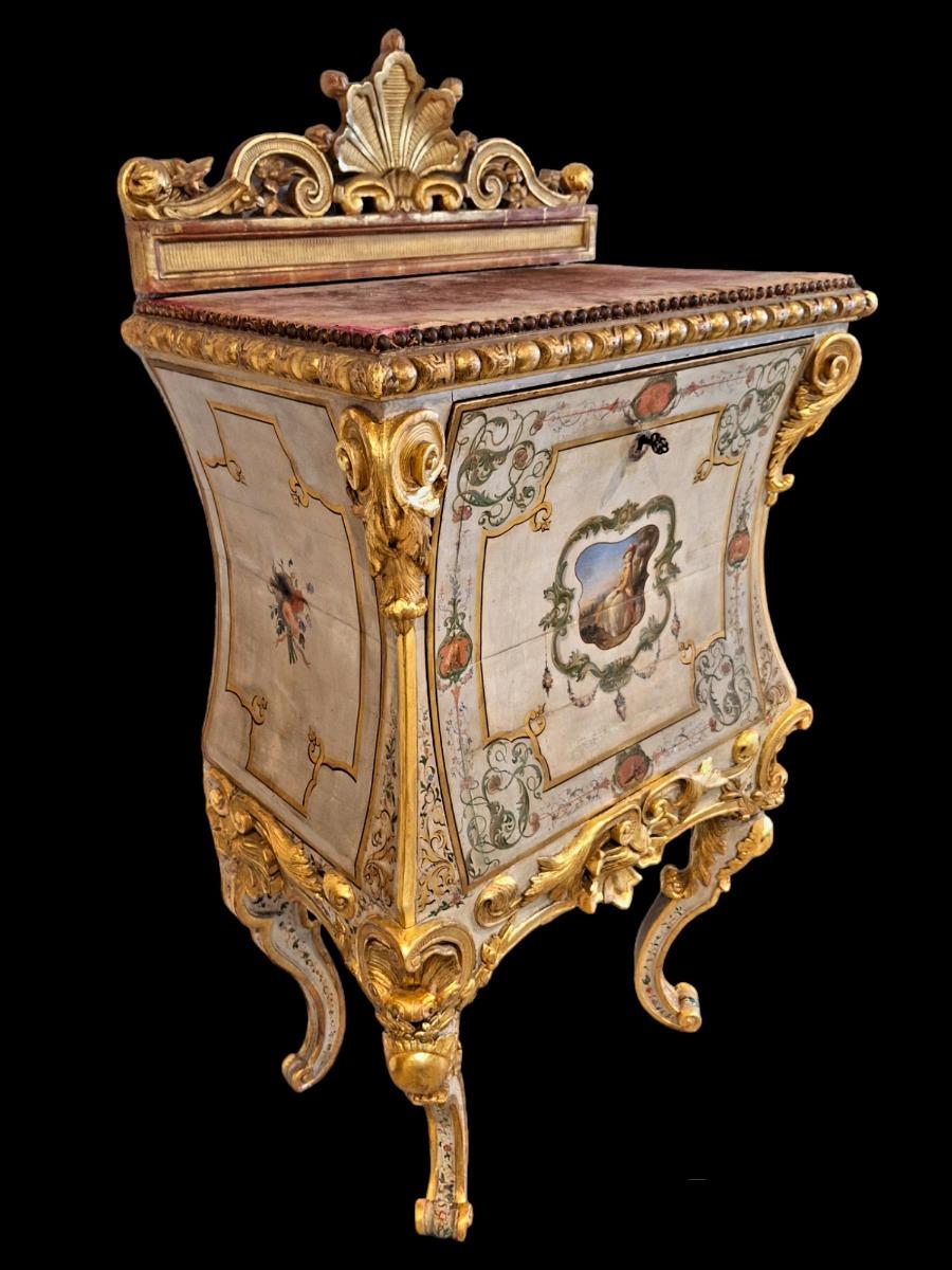 A venetian painted roccoco secretaire.