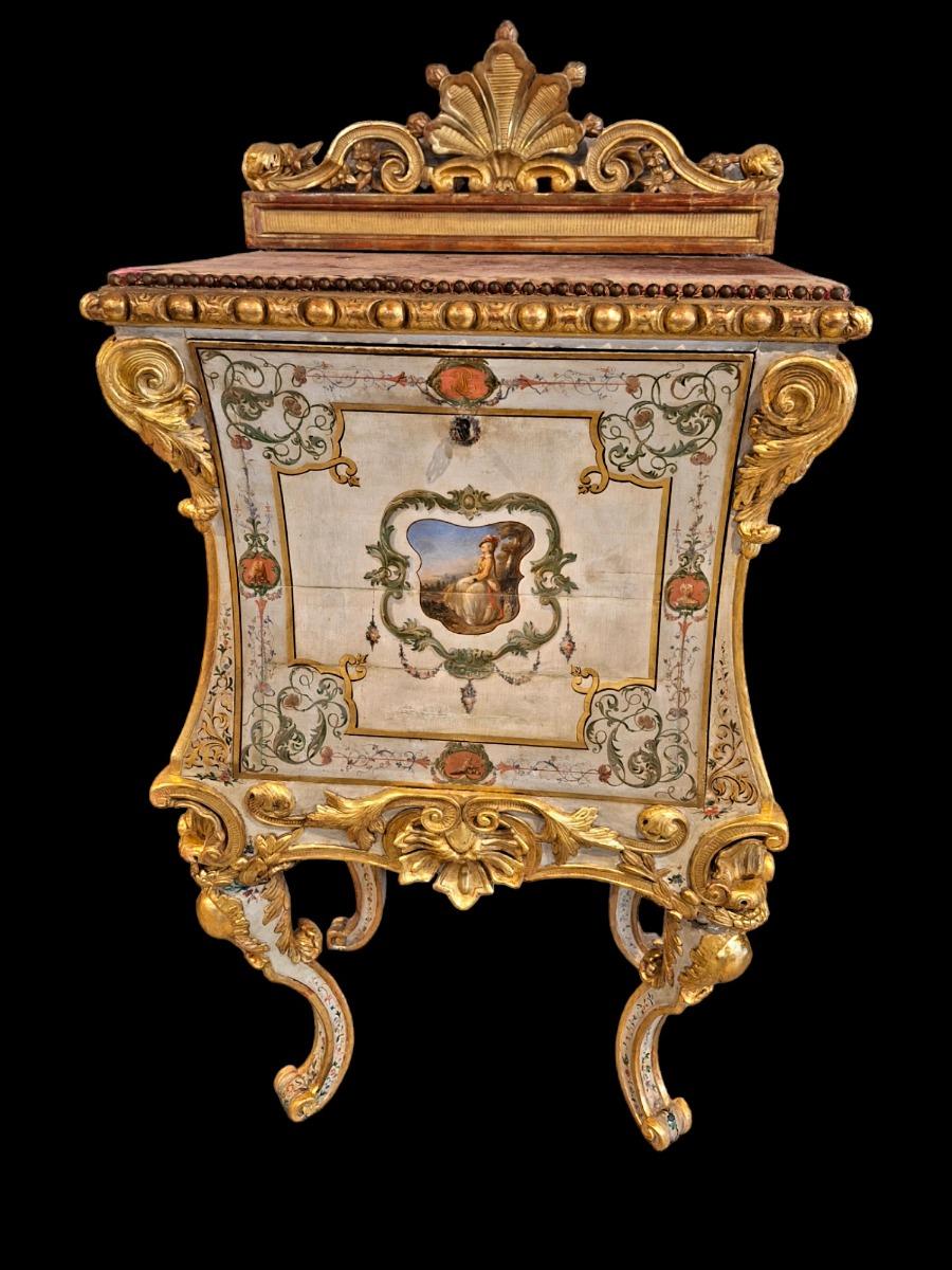 A venetian painted roccoco secretaire.