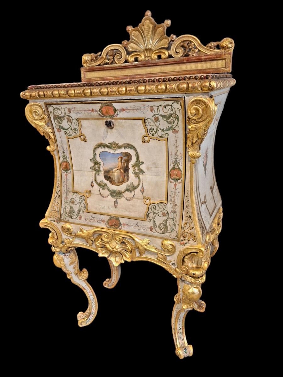 A venetian painted roccoco secretaire.