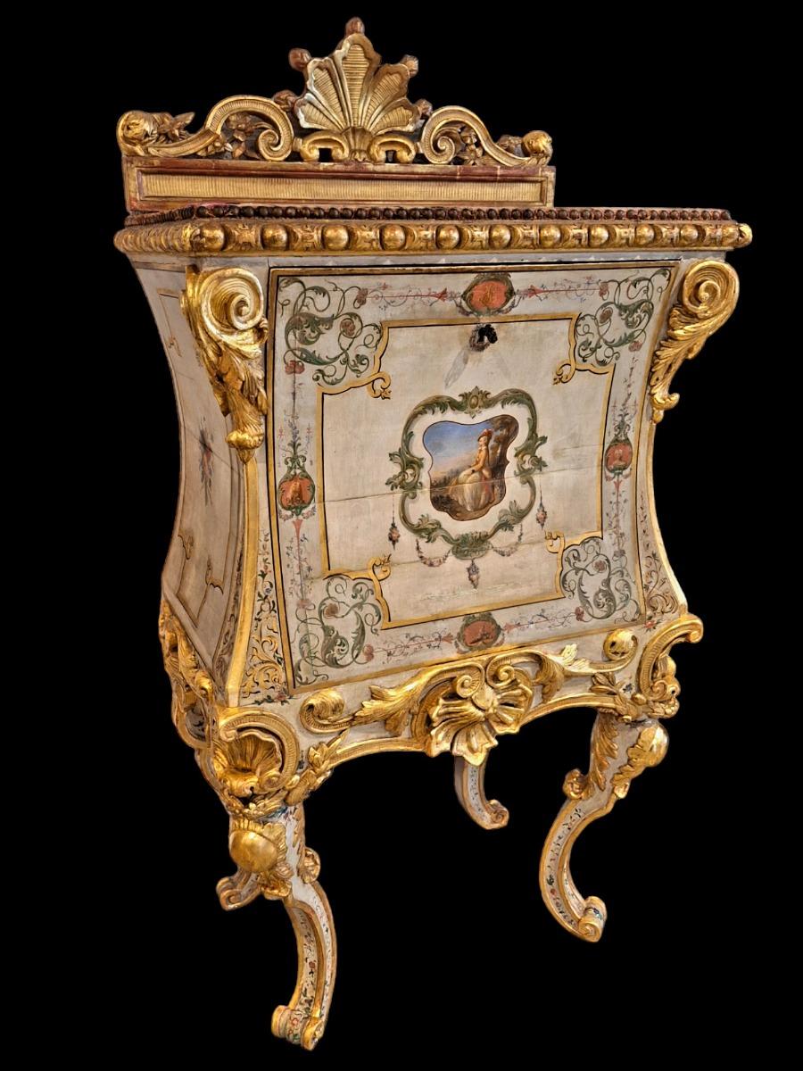 A venetian painted roccoco secretaire.