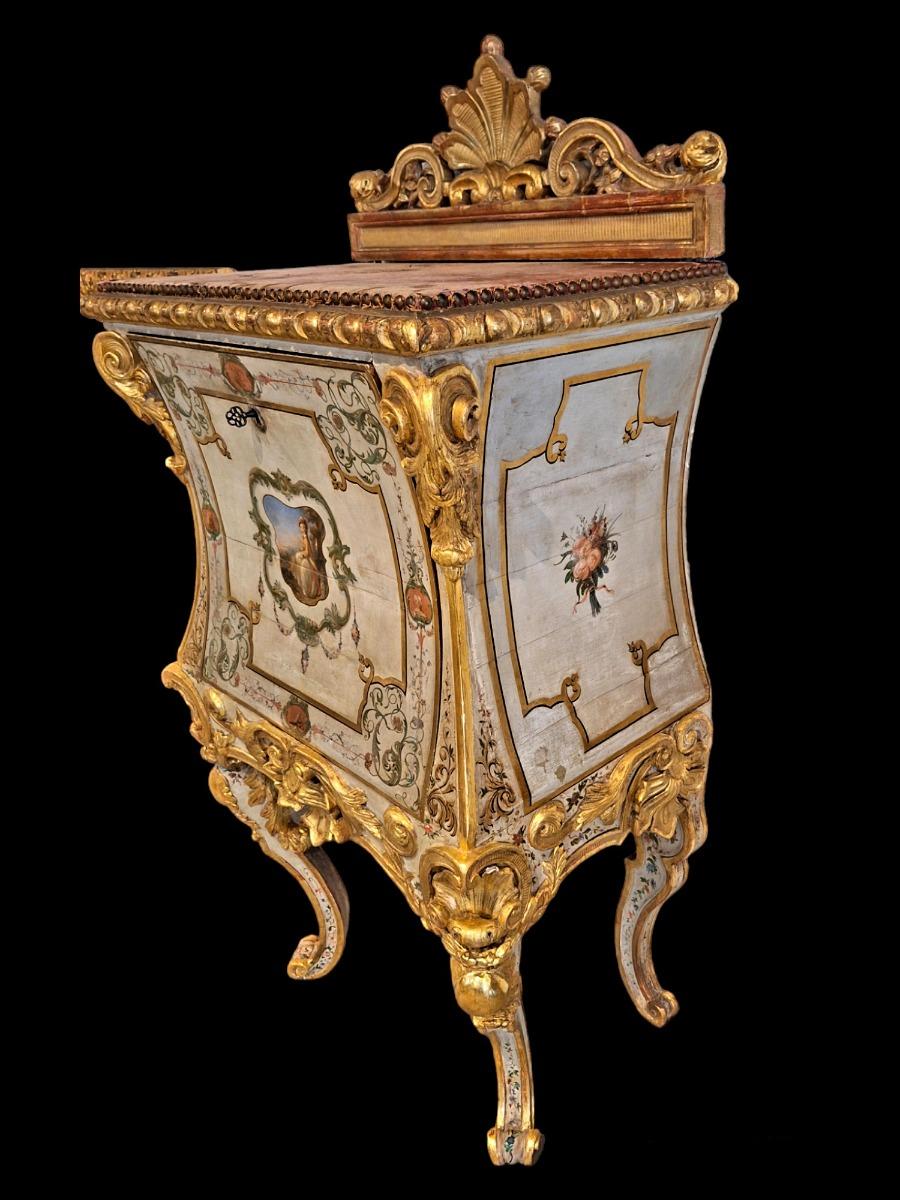 A venetian painted roccoco secretaire.