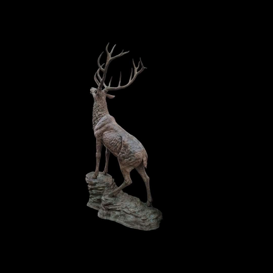 Bronze deer ideal to decorate a nice garden, gate entrance, fountain or pond. .