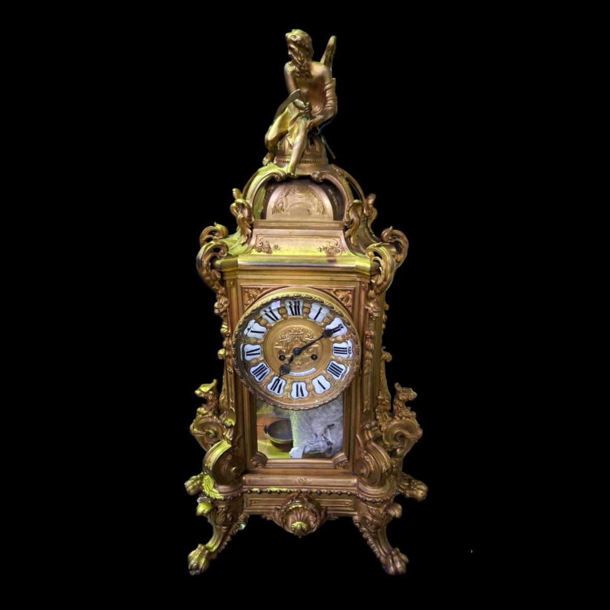 Bronze ormolu clock. 