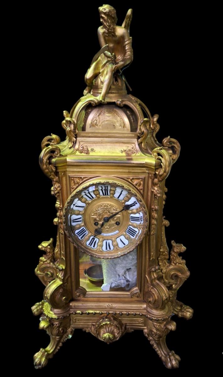 Bronze ormolu clock. 