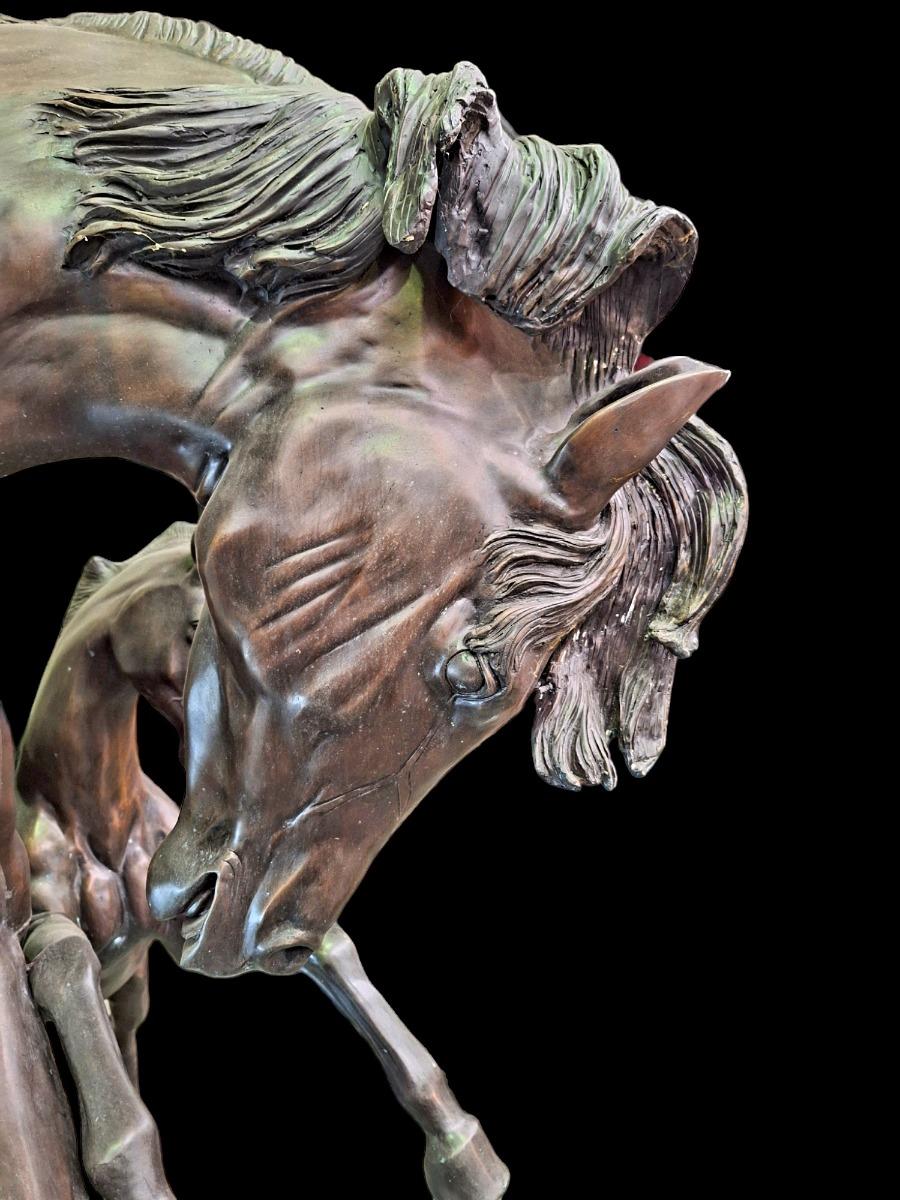 Decorative bronze garden sculpture horses