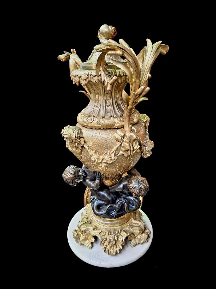 French bronze ormolu centerpiece vase 19th century