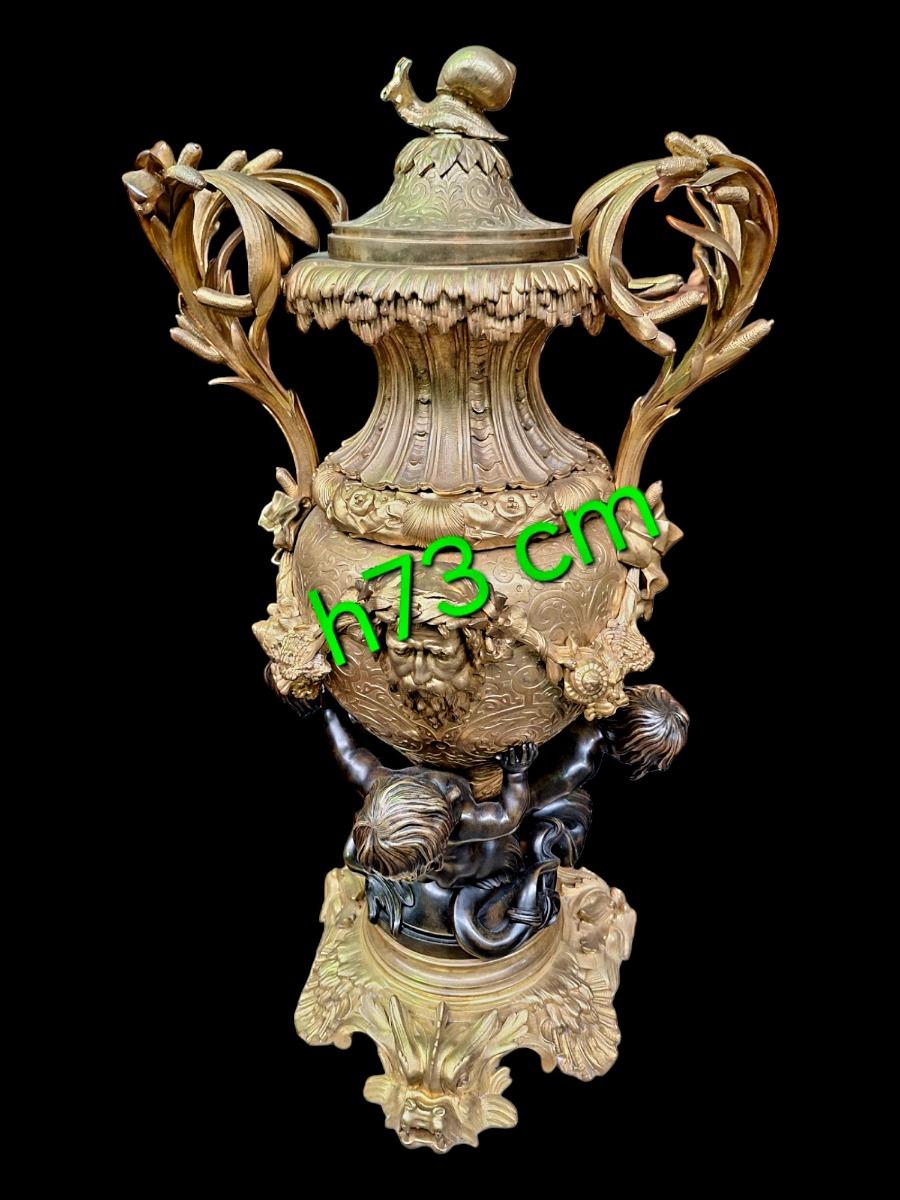 French bronze ormolu centerpiece vase 19th century