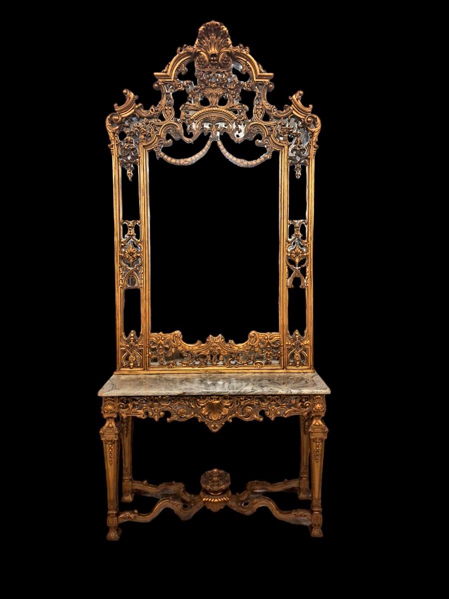 Guilded carved wood salon set in Louis XIV style