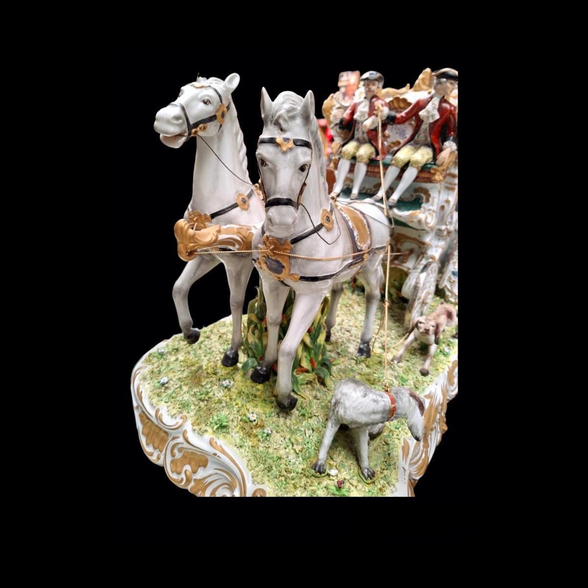 Italian porcelain horse carriage.