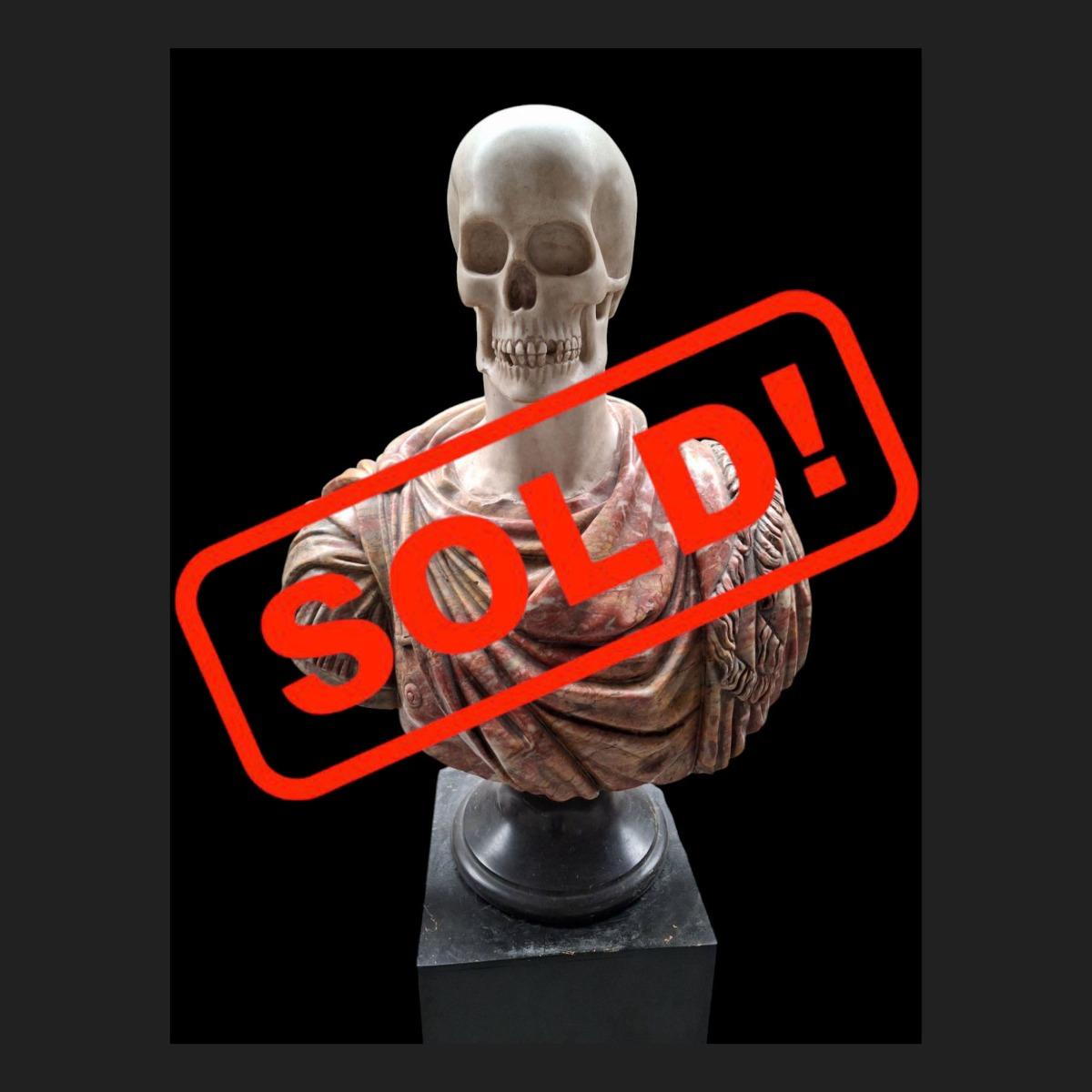 Marble bust Memento Mori.