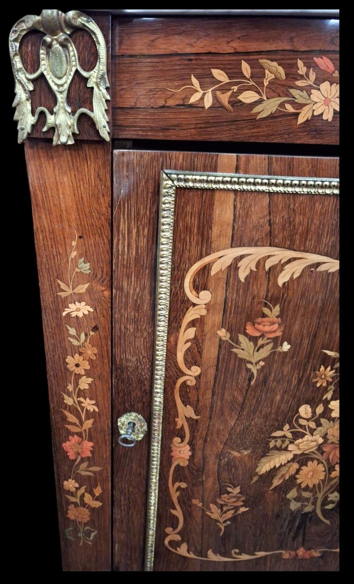 Marquetry corner cabinet