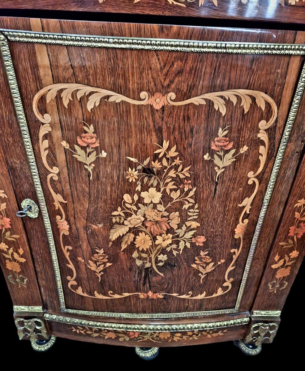 Marquetry corner cabinet