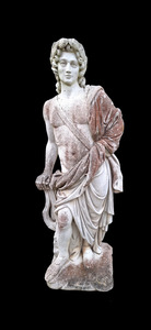 Nice weathered cement statue of an ancient musician