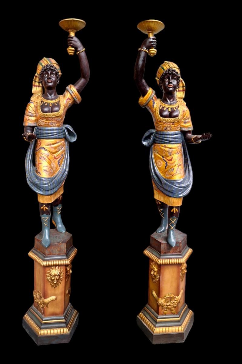 Paire of oriental styled statues.