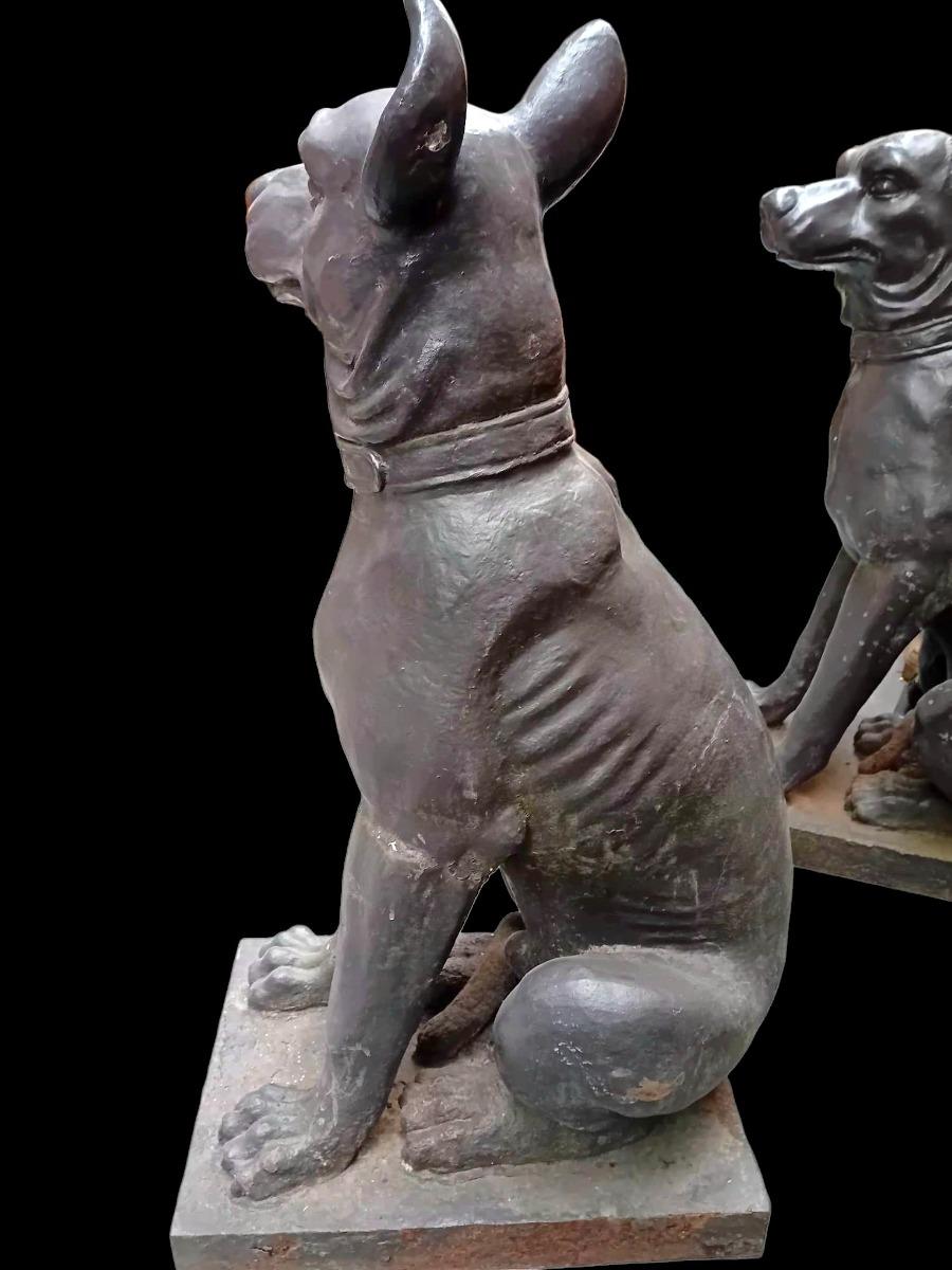 Pair of cast iron dogs