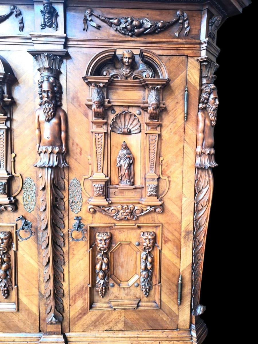 Richely carved walnut wardrobe