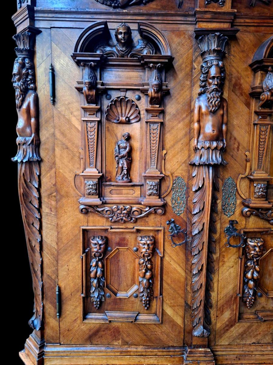 Richely carved walnut wardrobe