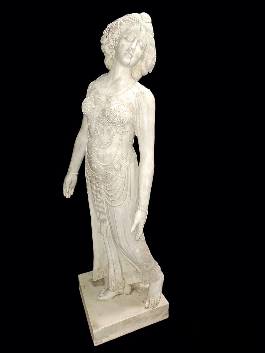 White marble statue in Art-deco style.